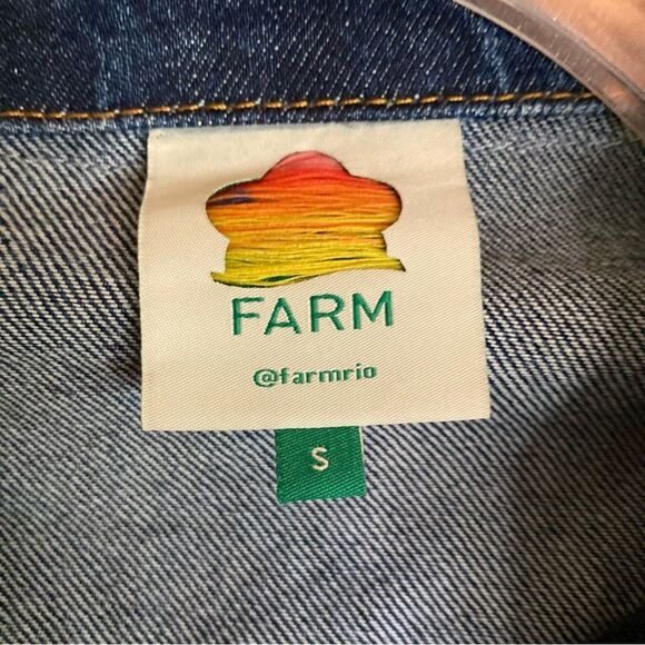 RARE Farm Rio Crochet Squares Denim Jacket & Jeans Set Pants Granny Blue Size S - Picture 14 of 16